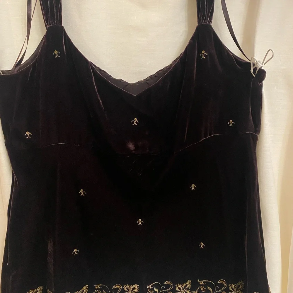 Brown Velvet Embroidered Top - Picture 6 of 8